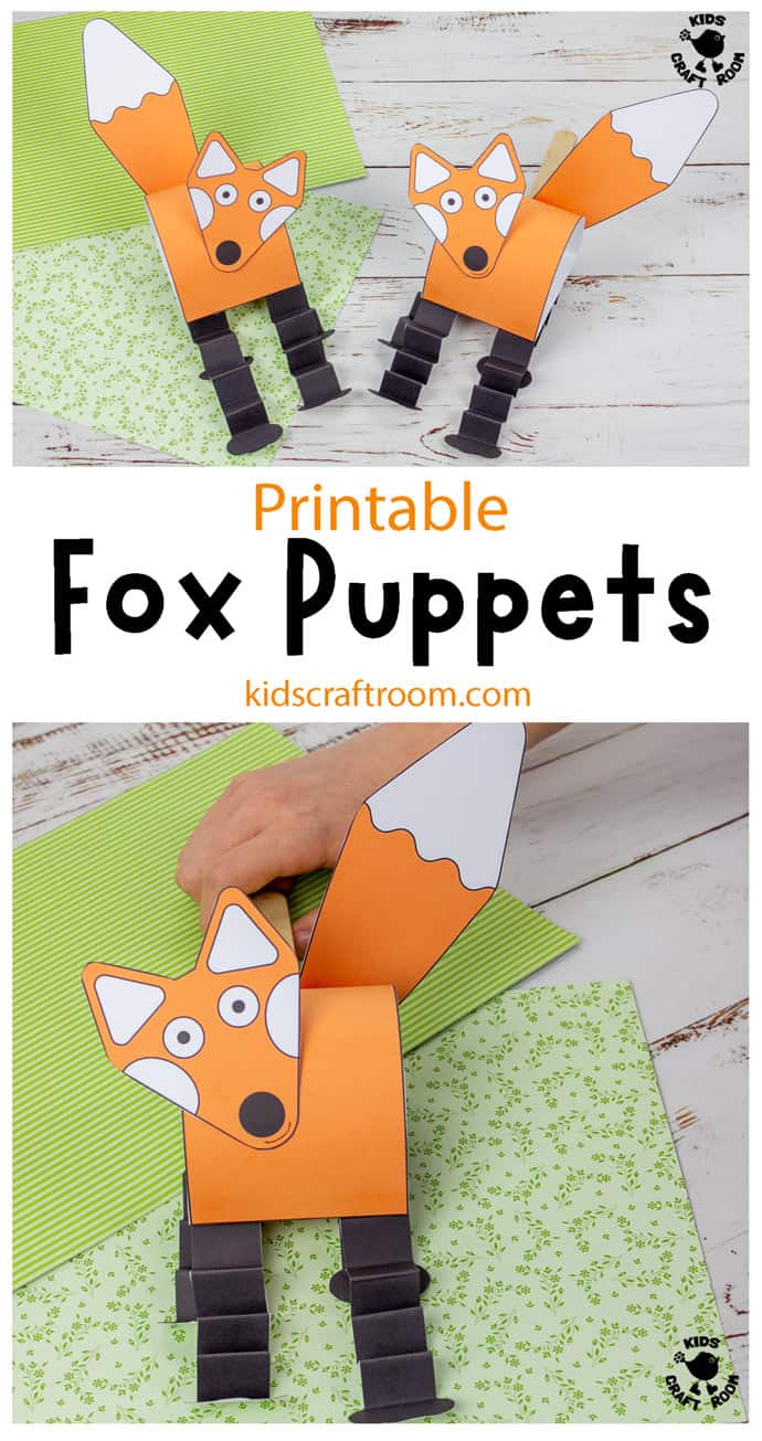 Printable Fox Puppet Craft pin image 1