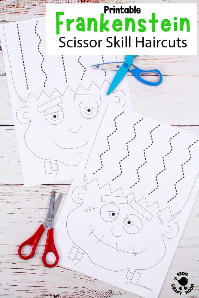Frankenstein Halloween Scissor Skills Haircut Activity Kids Craft Room