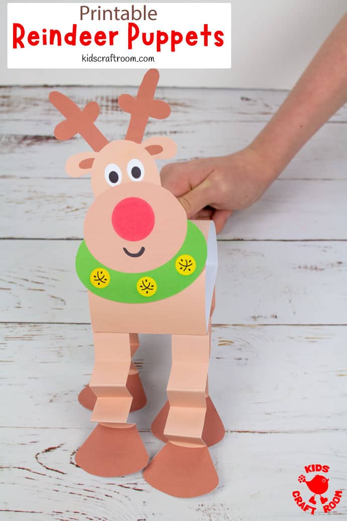 Reindeer Puppet Printable Craft pin image 2