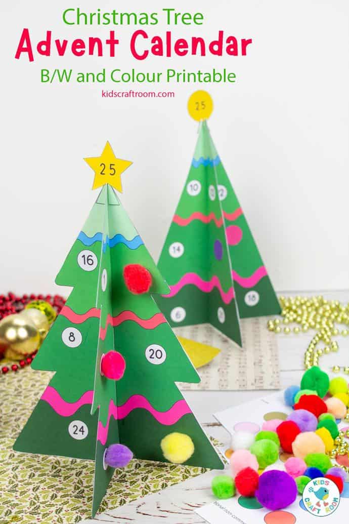 Printable 3D Christmas Tree Advent Calendar pin image 2