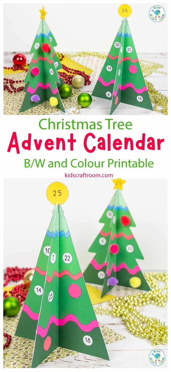 Printable 3D Christmas Tree Advent Calendar pin image 1
