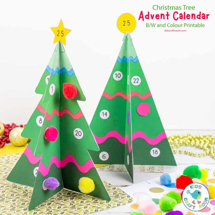 Printable 3D Christmas Tree Advent Calendar square image