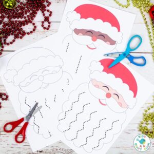 Santa's Beard Christmas Scissor Skills Activity