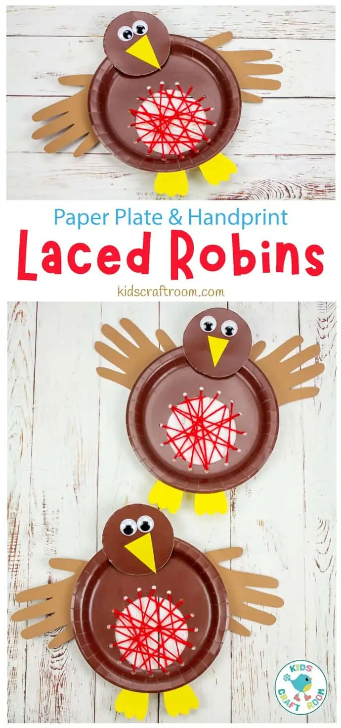 Paper Plate Robin Lacing Craft pin image 1