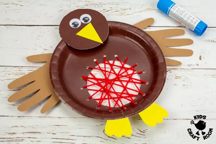 Paper Plate Robin Lacing Craft step 9