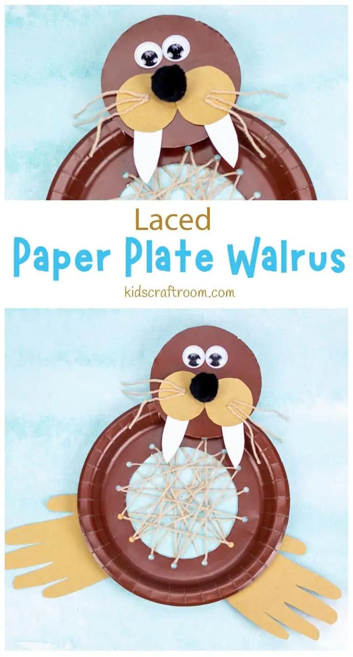 Laced Paper Plate Walrus Craft pin image 1