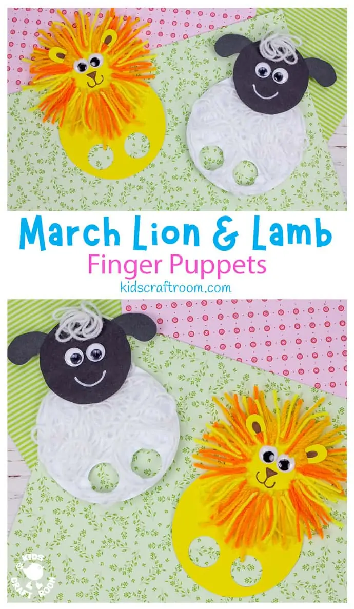 March Lion and Lamb Puppet Craft long pin image 1