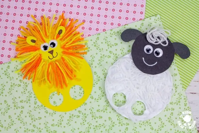 March Lion and Lamb Puppet Craft finished