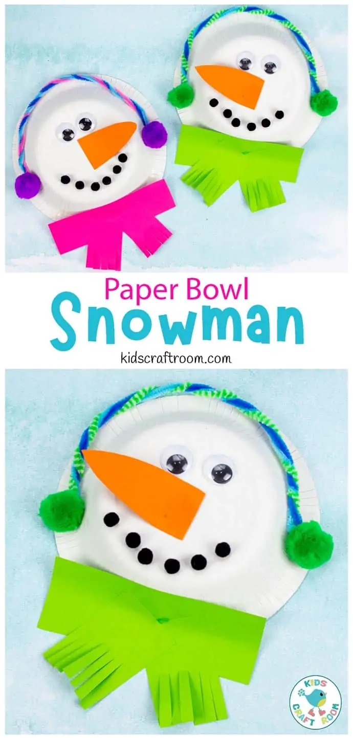 Paper Bowl Snowman Craft pin image 1