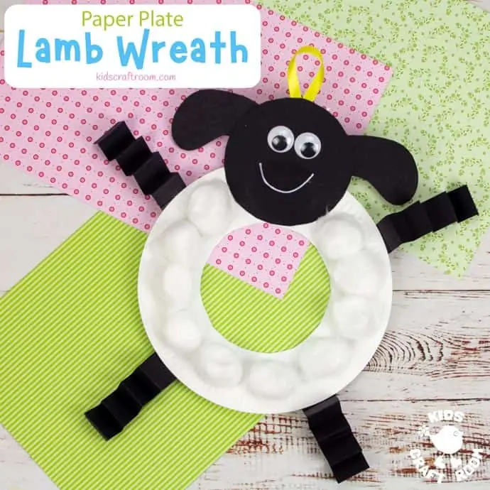 Paper Plate Lamb Wreath Craft square image