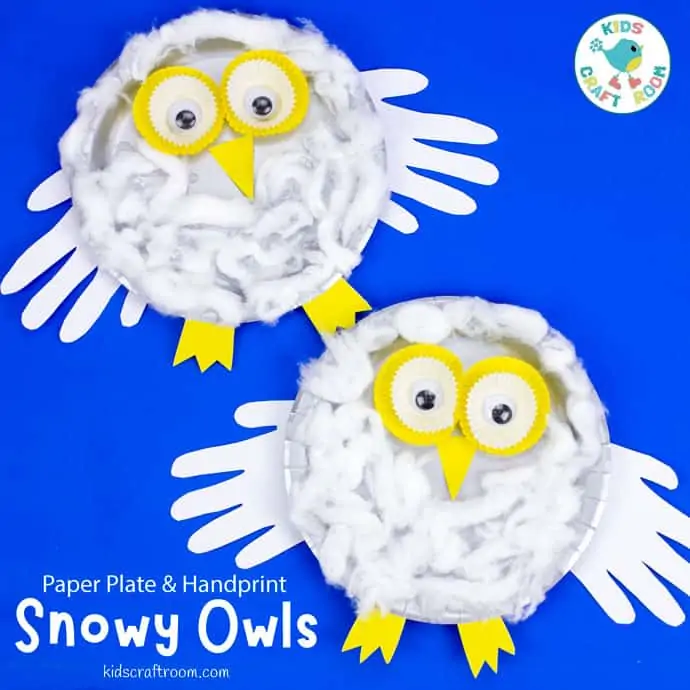 Paper Plate Snowy Owl Craft pin image square