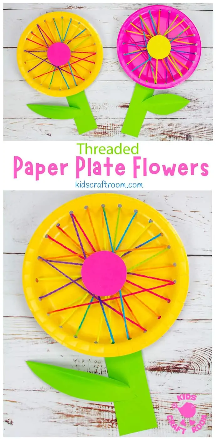 Threaded Paper Plate Flowers pin image 1