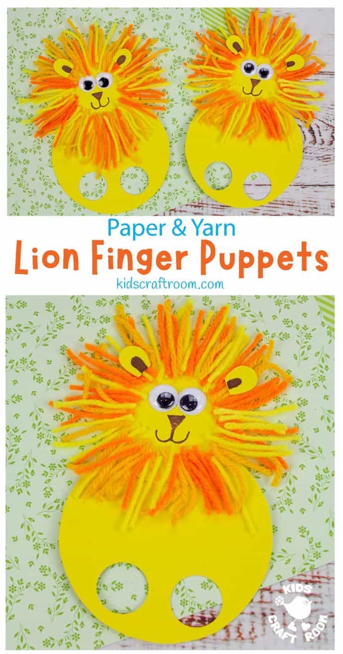 Yarn Lion Finger Puppets pin image 1