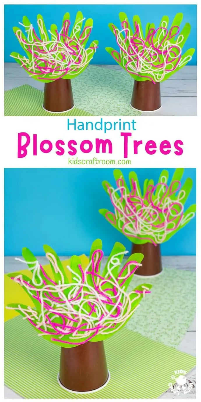Handprint Cherry Blossom Tree Craft long pin image 1