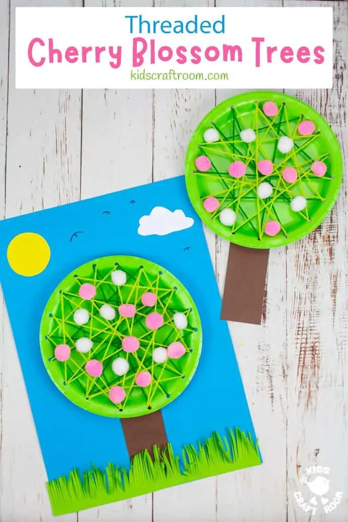 Laced Paper Plate Cherry Blossom Tree Craft pin image 3.