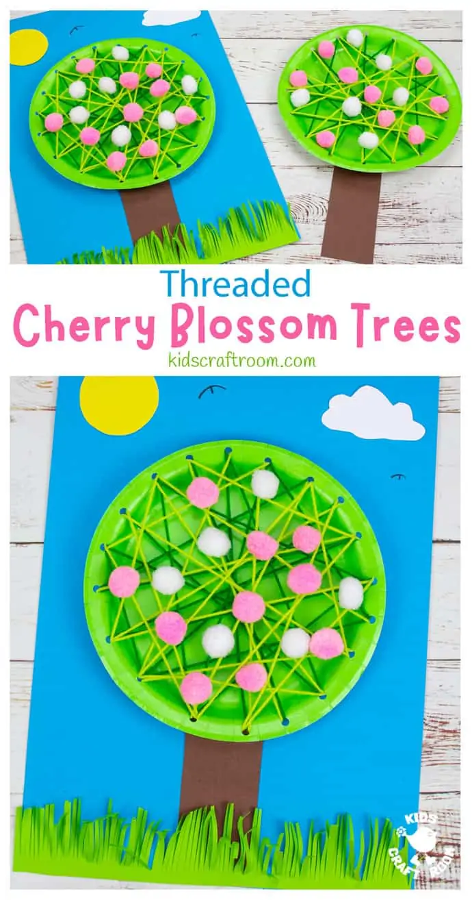 Laced Paper Plate Cherry Blossom Tree Craft pin image 1.