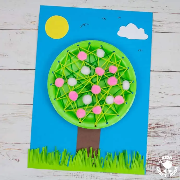 Laced Paper Plate Cherry Blossom Tree Craft pin image 2.