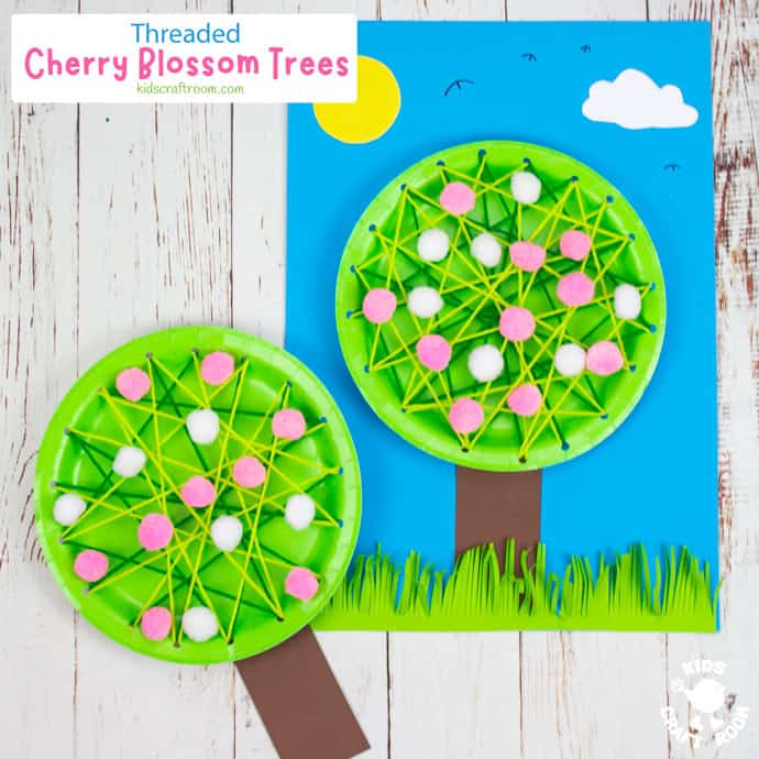 Laced Paper Plate Cherry Blossom Tree Craft