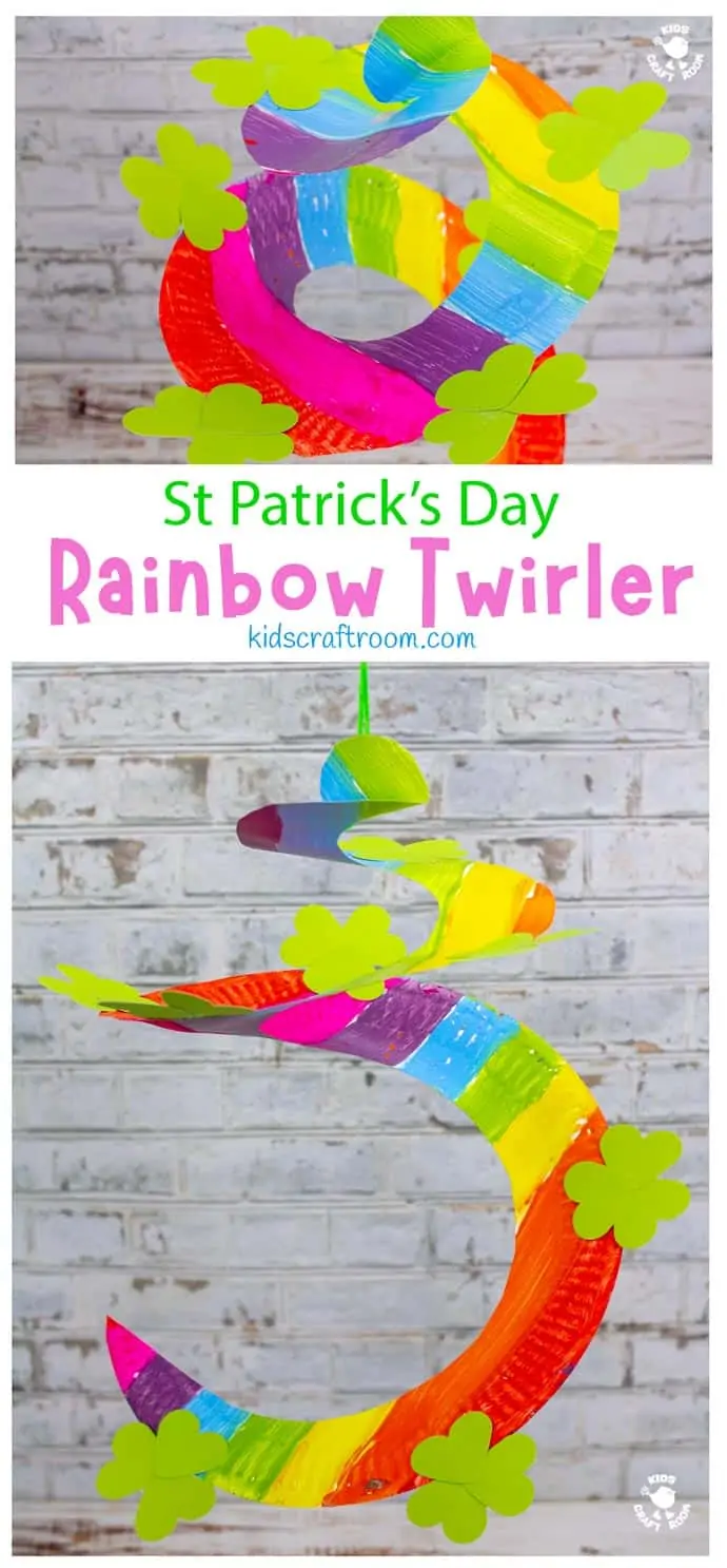 St Patrick's Day Paper Plate Twirler Craft - hanging from ceiling 