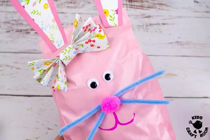 Stuffed Paper Bag Bunny Craft close up of mummy bunny.