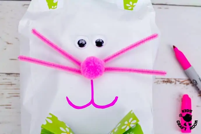 Stuffed Paper Bag Bunny Craft step 7.