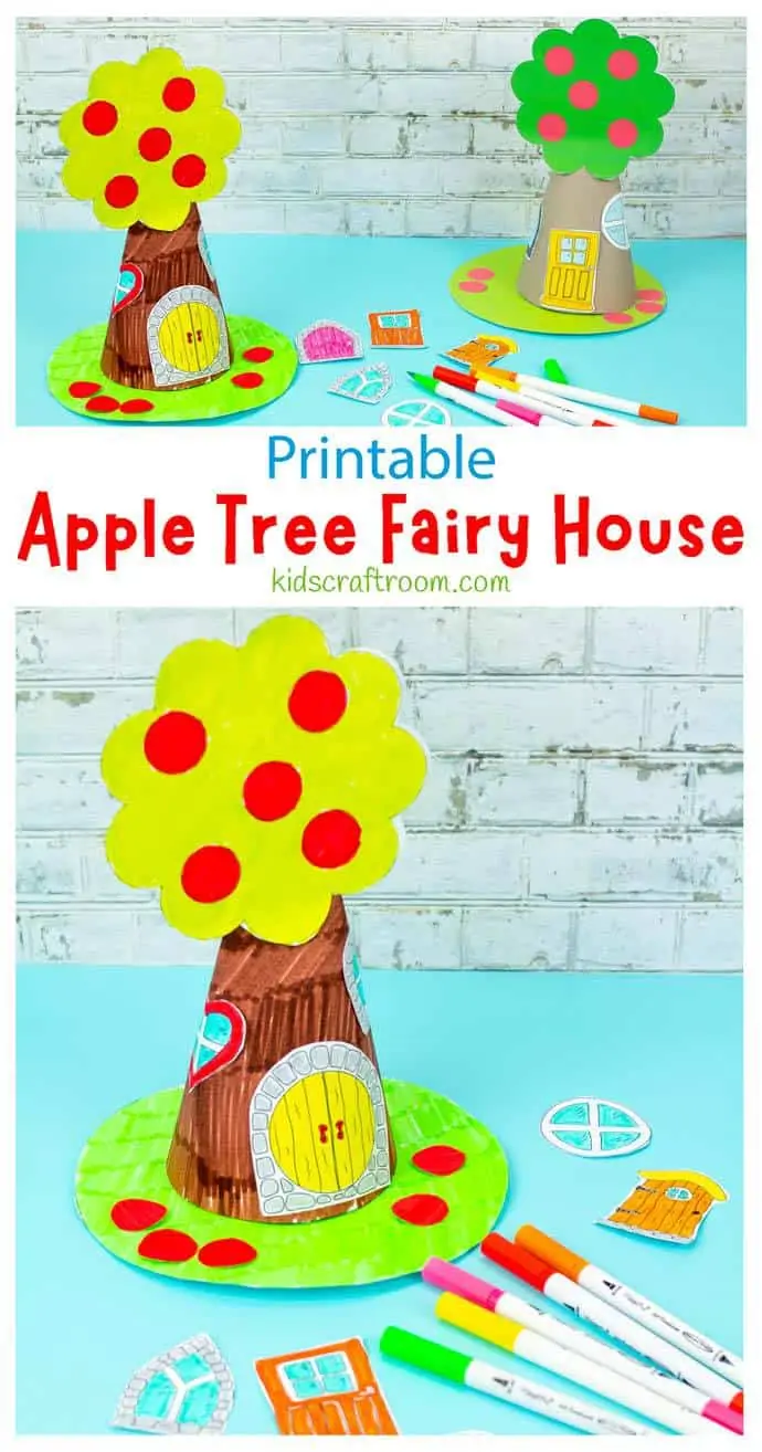 Apple Tree Fairy House Craft pin image 1.