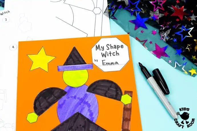 Shape Witch - Math Halloween Craft step 6.