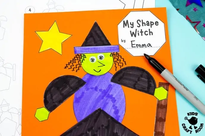 Shape Witch - Math Halloween Craft step 7.