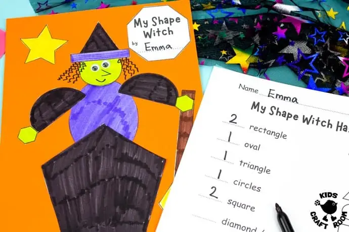 Shape Witch - Math Halloween Craft step 8.