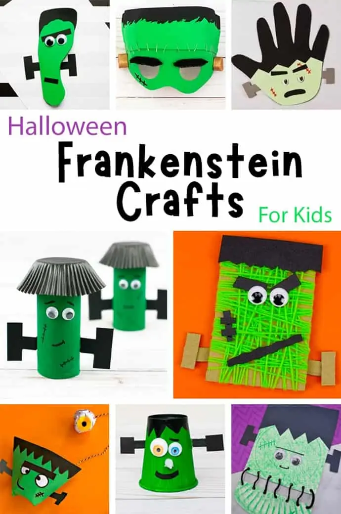Fun Frankenstein Craft Ideas For Kids pin collage.