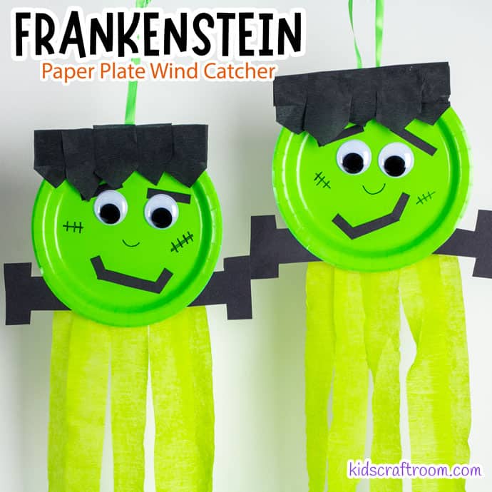 Paper Plate Frankenstein Wind Catcher Craft