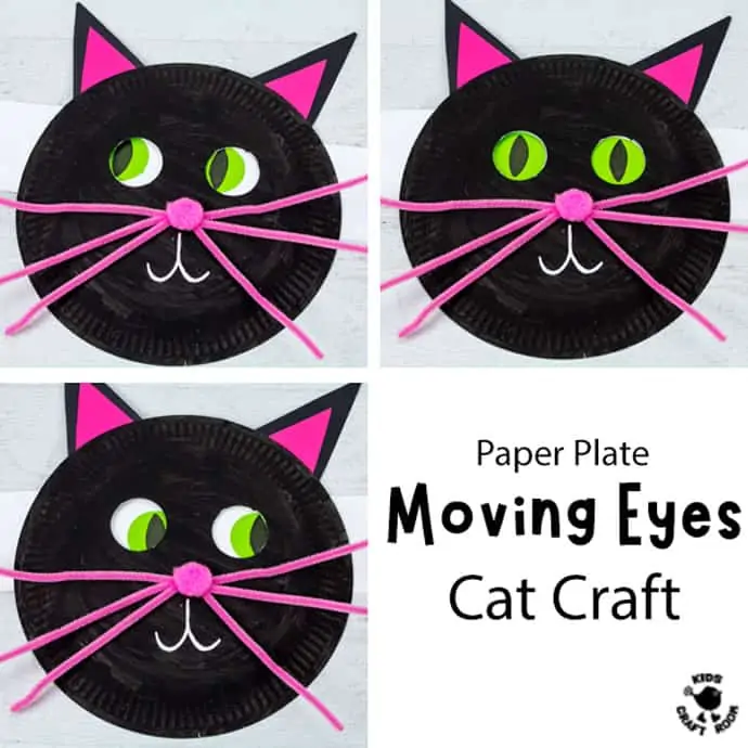 Paper Plate Moving Eyes Cat Craft