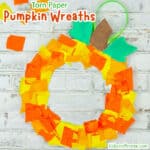 Torn Paper-Paper Plate Pumpkin Wreath Craft