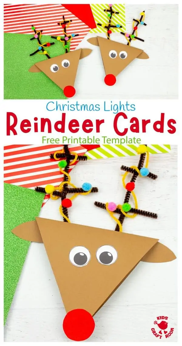 Collage of Christmas Lights Reindeer Cards. 
