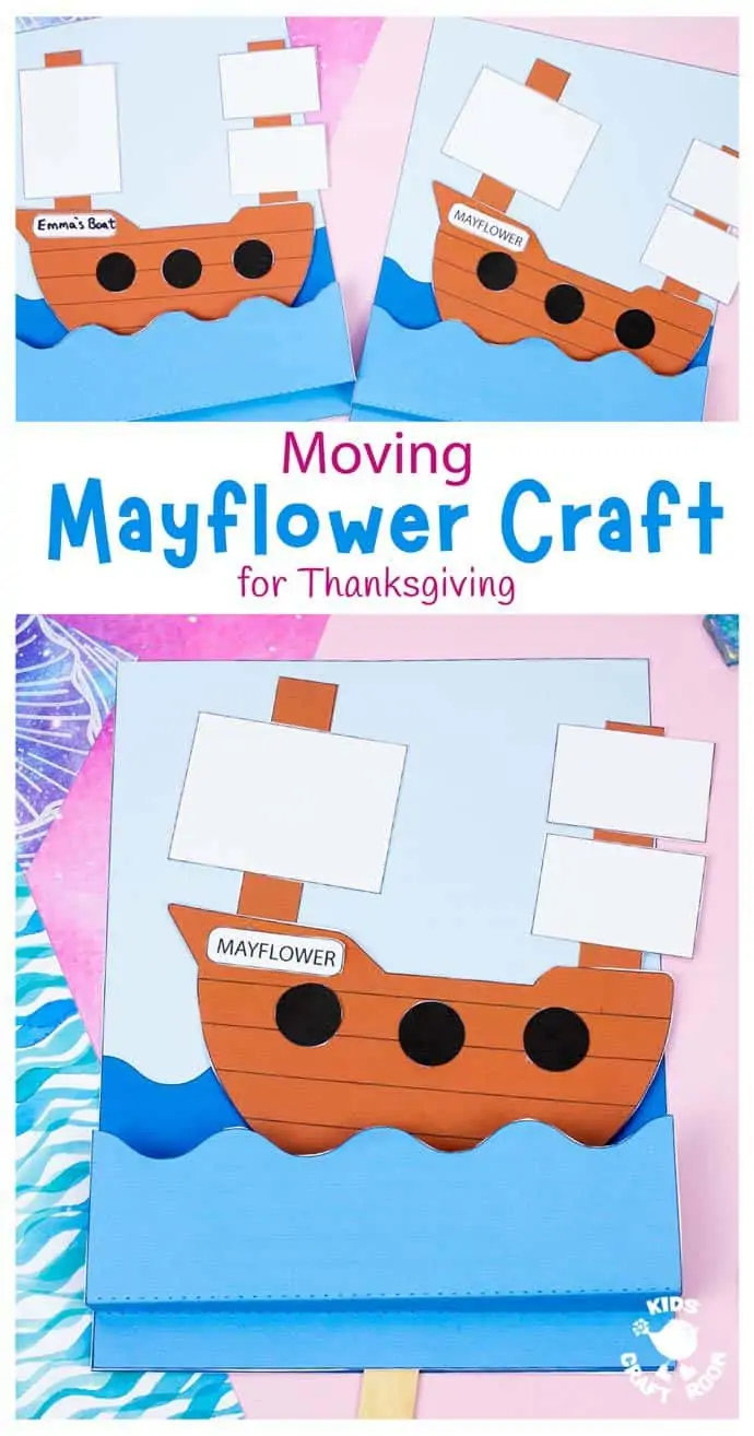 A collage of the Moving Mayflower Craft For Kids.
