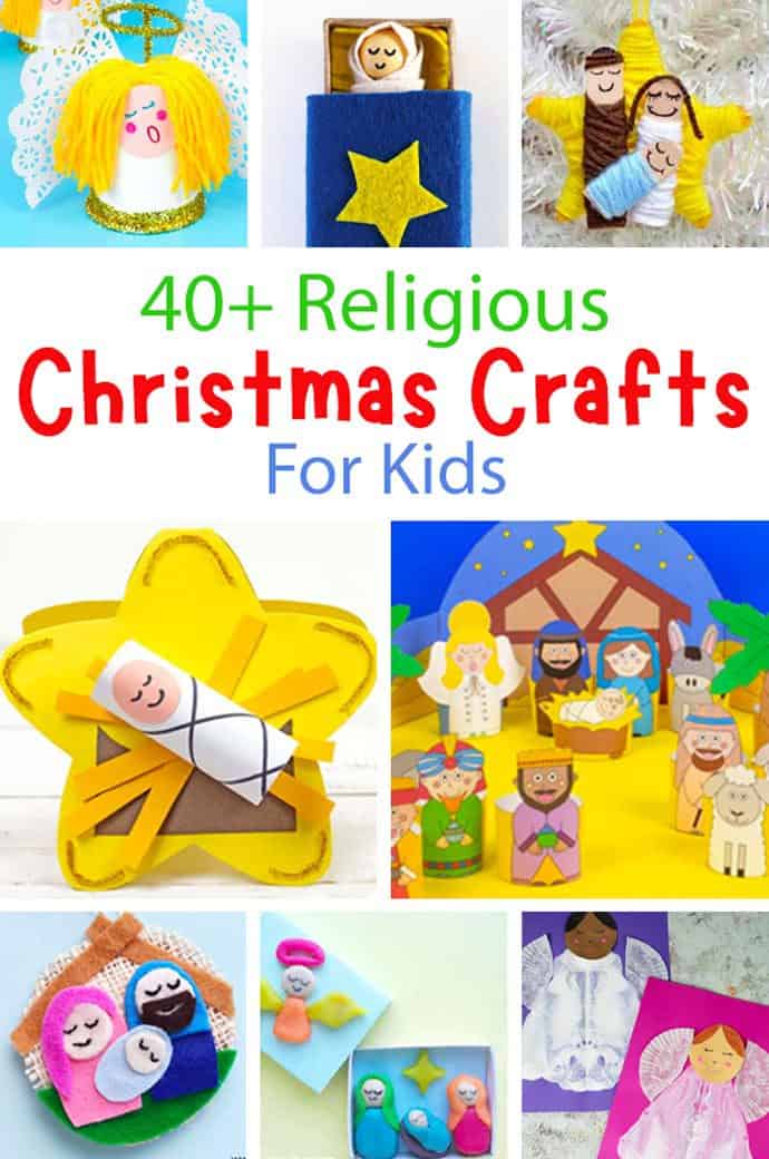 A collage of Religious Christmas Crafts For Kids with text.