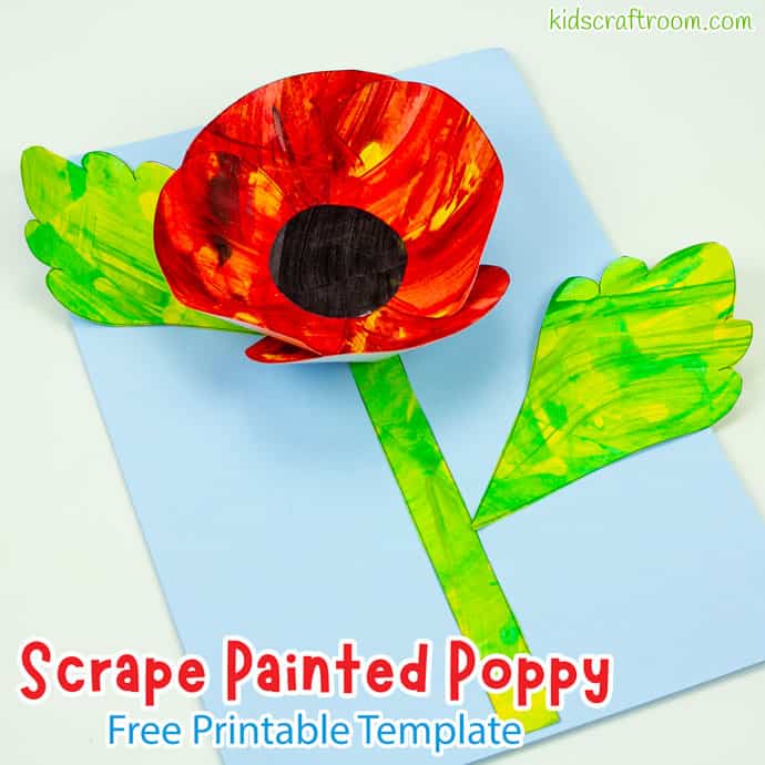 Scrape Painted Poppy Craft