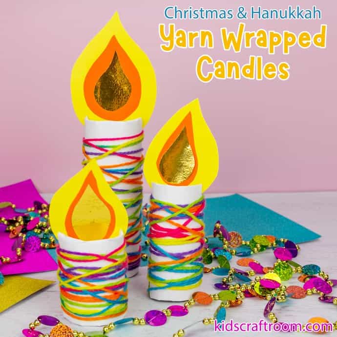 Yarn Wrapped Cardboard Tube Candle Craft For Kids