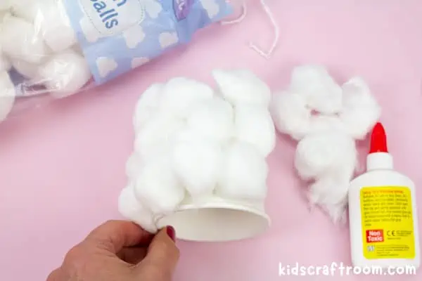 Paper Cup Sheep Craft step 1.