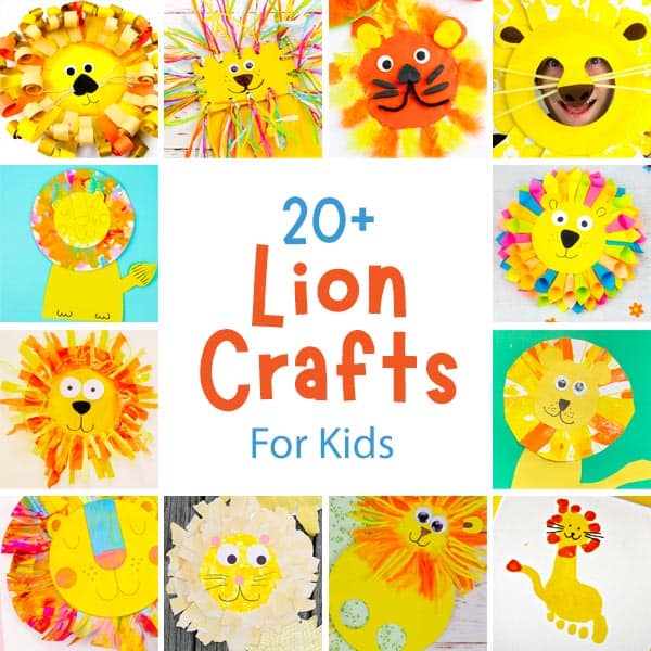 Lion Crafts For Kids square collage.
