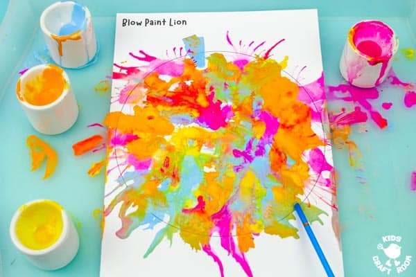 Blow Paint Lion Craft step 4.
