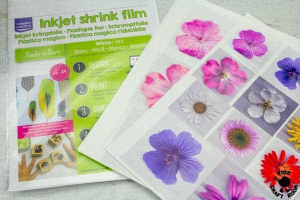 Real flowers printed onto shrink plastic.