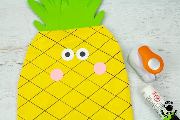 Pineapple Paper Bag Puppet step 7.