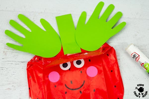 Strawberry Paper Bag Puppet step 5.
