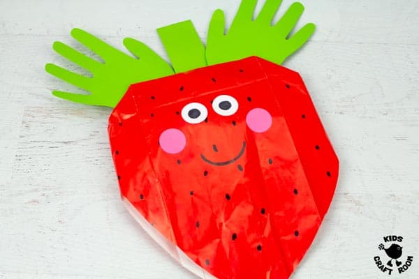 Strawberry Paper Bag Puppet step 6.