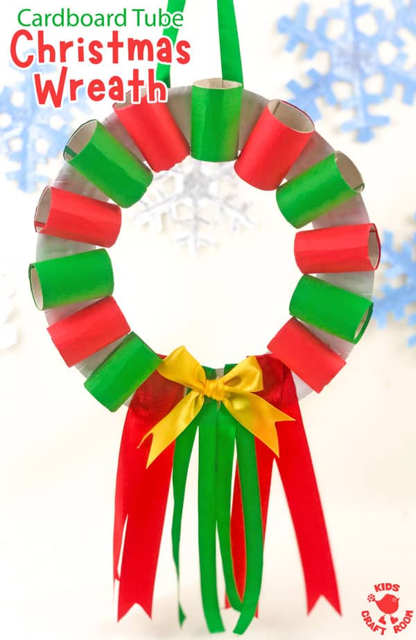 Paper Plate and Cardboard Tube Christmas Wreath Craft step 8.