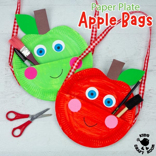 Back To School Paper Plate Apple Bag Craft