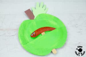 Interactive Paper Plate Worm in Apple Puppet - Kids Craft Room