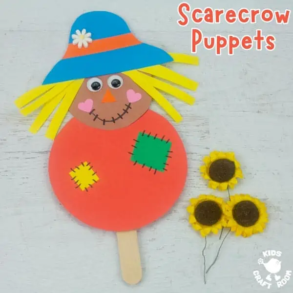 Paper Scarecrow Puppet Craft For Kids