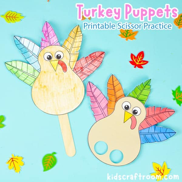 Scissor Practice Turkey Puppets